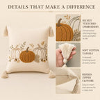 Fall Pumpkin Pillow Covers 18x18 Set of 2, Boho Neutral Pumpkin Decor - Image 4