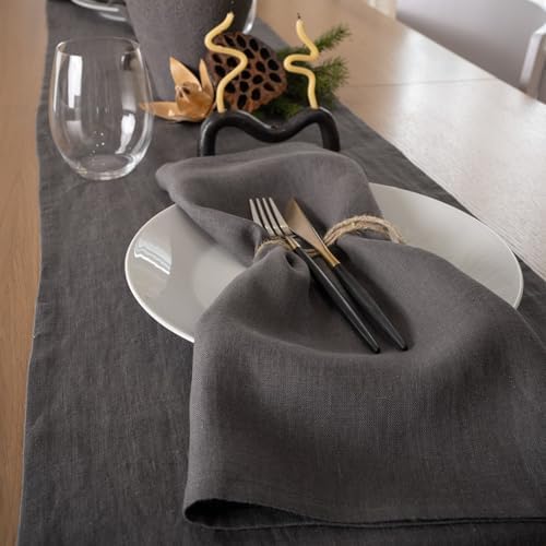 Linen Table Runner 60 inches Long - 100% Pure Linen Flax - Stonewashed European Linen Table Runner (Ash Grey, 14 x 60 Inch) - for Dining, Fall, Autumn, Thanksgiving - Image 5