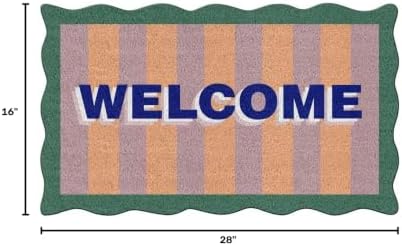 Folkulture Door Mat, Cute, Scalloped Welcome Mat Outdoor Doormats -16"x28" - Image 3