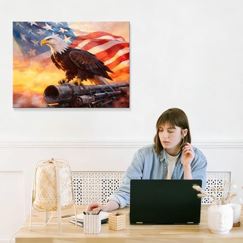 HomeifHue July 4th Patriotic Canvas Wall Art 4th of July USA Decorations American Flag Painting Picture Eagle Pictures for Wall Decor Independence Day Home Decor（F6 16x20in） - Image 7