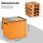 YETTASBIN Orange Solid Color Large Christmas Ornament Storage Box with Zipper & Adjustable Dividers, Storage Container with Lid & Handles for 64 Holiday Ornaments 3-Inch, 13 x 13 Inch - Image 4