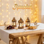Mini Moroccan Lanterns with LED Tealight Set of 12, Vintage Brown Decorative Hanging Lanterns for Ramadan, Christmas, Halloween, Wedding, Fairy Party Decorations, Table Centerpiece - Image 3