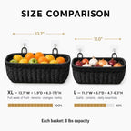 AceList Wall Hanging Basket, Boho Style Hand-Woven Hanging Storage Baskets - Set of 2, Ideal for Kitchen, Garden, Boho Room Decor, and Living Room (Black, 2 pc (large)) - Image 2