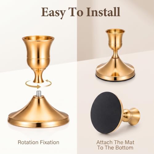 24Pcs Brass Gold Taper Candle Holders Small Low Candlestick Holders - Image 4