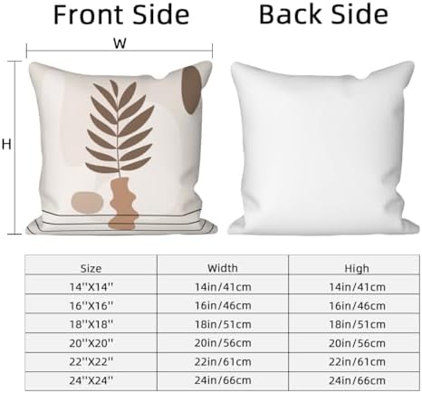 Abstract Bohemian Pillow Covers 22"x22" Set of 4, Modern Aesthetic Plant Leaves Pillow Cases for Sofa Chair Couch Bed Office Garden Patio Farmhouse Indoor Outdoor Decorative - Image 6