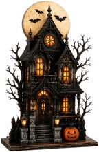 Lighted Halloween Haunted House & Character Figurine Collection, Halloween Decorations with Ghost, Black Cat & Pumpkin Figures, Gothic Haunted House Centerpiece for Mantel Shelf Home Decor，House by Unknown