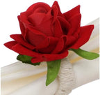 48Pcs Wedding Napkin Rings,Red Artificial Rose Flower Napkin Holder - Image 3