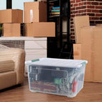 4-Pack Clear 80 L Rolling Plastic Storage Bins with Latching Lids - Image 4