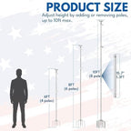 LETSTRY 10 FT In-Ground Flag Pole for Outside House, Heavy Duty Wind Resistant Flagpole with Upgraded 5-Prong Base,Portable Mount Flapoles Kit for Yard, Garden Decor, Residential Commerical, Silver - Image 2