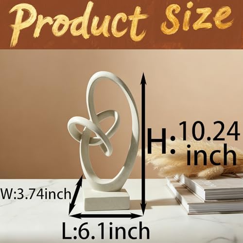 10.24" Modern Abstract Ribbon Decorative Sculpture, Knot Sculptures,Home Decor,Coffee Table Statues,Dining Living Room Desk Decor (Light Gray) - Image 3