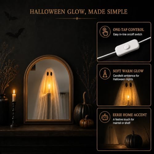 Light Up Ghost Mirror, 11 x 13.8 in Halloween Decor for Mantel & Wall - Image 5