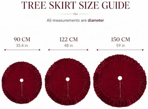 Christmas Tree Skirt,Velvet Tree Skirt with Ruffled Edge, Classic Large Velvet Fur Plush Tree Skirt for Merry Christmas(WineRed,60Inch) - Image 5