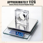 Set of 12 Crystal Glass Napkin Rings Clear Napkin Holder, 2.3 Inch - Image 2