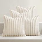 MIULEE Faux Fur Plush Decorative Throw Pillow Covers 20x20, Cream White by MIULEE