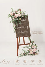 Ling's moment Welcome Sign Flowers, Wedding Floral Swag, Dusty Rose & Cream - Image 2