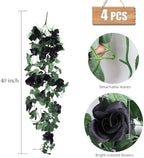 RECUTMS 4PCS Artificial Black Rose Fake Hanging Flowers Garland with Lights - Image 2