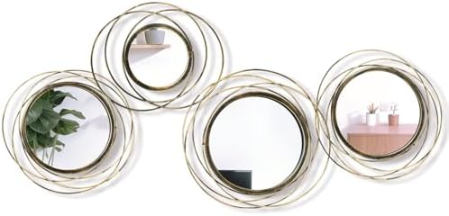 Hicarer 4 Pcs Decorative Wall Mirror Round Modern Circle Mounted Mirror Metal Wall Art Decor for Bedroom Living Room Entryway Dining Room Hallway (Bronze) - Image 2