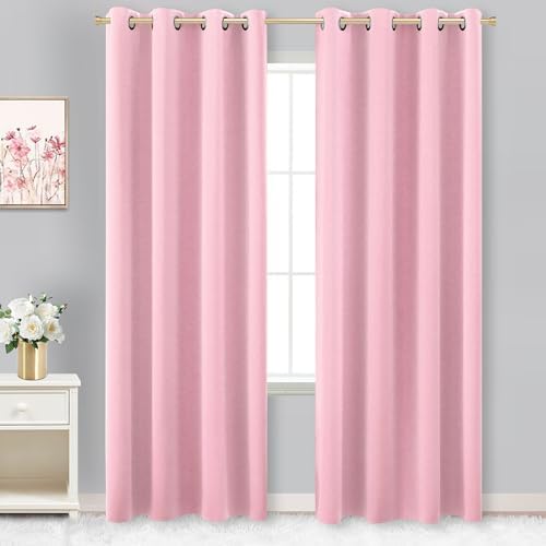 KOUFALL Thermal Insulated Curtains for Kids Bedroom Nursery Girl, 8FT Floor to Ceiling, Grommet Black Out Curtains 96 Inch Long 2 Panels Set, Bubble Gum Pink by KOUFALL