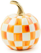 MACKENZIE-CHILDS Resin Pumpkin, Mini, Orange-and-White Orange Check by Unknown