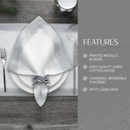 Elrene Home Fashions Villeroy & Boch Metallic Brushstroke Modern Linen Blend Placemat Set, 14 Inches x 20 Inches, Set of 4, White and Silver - Image 4