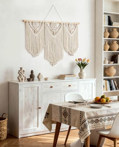 Tempospark Macrame Wall Hanging, 43"x32" Boho Wall Tapestry, Large Wall Art for Bedroom, Living Room, Dining Room, Nursery, Gallery, Office (Weave) - Image 3