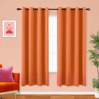 KOUFALL 52x63 Inch Length Orange Blackout Curtains for Living Room by KOUFALL