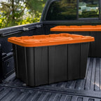 Sterilite 12 Pack 27 Gal Industrial Storage Tote with Snap Fit Lids, Orange - Image 7