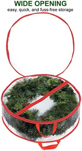 ProPik Christmas Wreath Storage Bag 36" - 2 Pack Clear Christmas Wreath Storage Container - Garland Holiday Artificial Wreath Storage Holder - Water Proof Transparent Clear PVC (36 Inch, Red) - Image 3