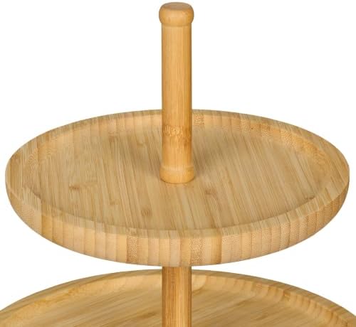 Relaxdays Bamboo Etagere: 37 cm x 30 cm Fruit Etagere Wooden with 3 Round Plates for Cookies, Sweets, Baked Goods, Party-Snacks, Nuts and More, Fruit Plate Serving Dish Tray Platter, Natural - Image 6