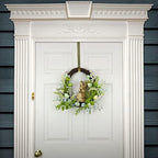 National Tree Company Artificial Spring Wreath, Woven Branch Base, Decorated with Wooden Bunny, Blue Flower Blooms, Pastel Eggs, Berries, Easter Collection, 16 Inches - Image 2