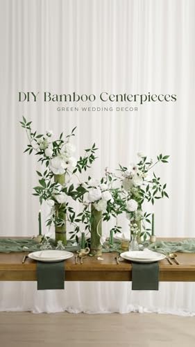 Ling's moment Artificial Wedding Flowers Combo, White & Dark Green, Grand - Image 5