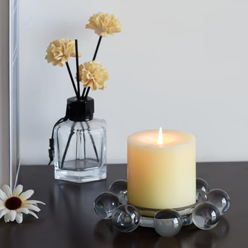 Crystal Bubble Candle Dish, Round Pillar Candle Holder Plate Stand for Table Centerpieces, Modern Decorative, Home, Party, Wedding Decor (Advanced Grey) - Image 5