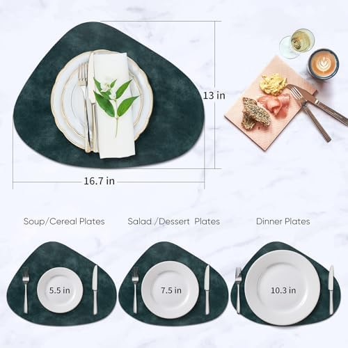ADRIMER Placemats, Heat Resistant Round Placemats Set of 8 Washable 13 x 17 Inch, Waterproof Table Mats Wipeable for Kitchen, Dining Room Table Christmas Decor, Dark Blue - Image 4
