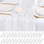28 Pack White Cheesecloth Table Runner 17x108 Inch Semi Sheer Boho Gauze Cheese Cloth Fabric Table Runners, for Wedding Party Baby Shower Birthday Home Decor Garden Farmhouse by Unknown