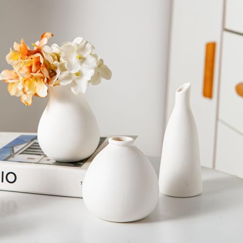 Tanvecle Small White Vases, Ceramic Bud Vase Set 11, Modern Home Decor - Image 6
