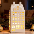 DN DECONATION Light Up Christmas Decor Village Set, White House with Lights by DNDECONATION