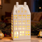 DN DECONATION Light Up Christmas Decor Village Set, White House with Lights by DNDECONATION