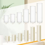 Shihanee 6 Glass Cylinder Vase Pillar Candle,Ivory,Set of 6 - Image 2