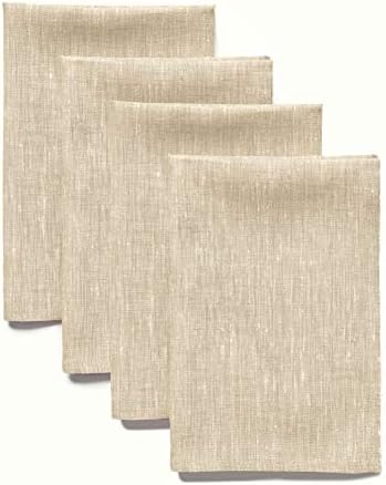 Solino Home 100% Linen Napkins Champagne Beige, Athena 20 x 20 in, Set of 4 by SolinoHome