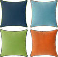MONDAY MOOSE Decorative Throw Pillow Covers Cushion Cases, Set of 4 Soft Velvet Modern Double-Sided Designs, Mix and Match for Home Decor, Pillow Inserts Not Included (18x18 inch, Blue/Orange) by MondayMoose