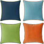 MONDAY MOOSE Decorative Throw Pillow Covers Cushion Cases, Set of 4 Soft Velvet Modern Double-Sided Designs, Mix and Match for Home Decor, Pillow Inserts Not Included (18x18 inch, Blue/Orange) by MondayMoose