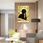 Chinese Lunar Year Of The Dog Wall Art - Black Dog & Yellow Chrysanthemum Canvas Print for Home Decor - Loyal Honest Prudent Kind Theme 12X18 in Black Framed - Image 7