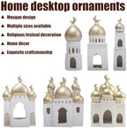 Islamic Cultural Decor Collection, Ramadan Home Decor Islamic Gift, Handcrafted Resin Mosque Models & Tower Ornaments for Home Office Display Ramadan Decoration (White H 1pcs) - Image 3