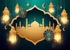12x8ft Fabric Green Ramadan Backdrop Banner Golden Lanterns Mosque Photography Background Eid Mubarak Decor Islamic Muslim Party Supply Al-Fitr Holiday Decorations Ramadan Mubarak Banner Props by Loccor