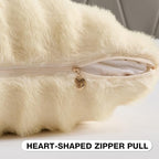 FUTEI Pack of 2 Faux Mink Fur Throw Pillow Covers 24x24 Inch, Beige - Image 3