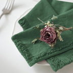 Handmade Cloth Napkins 100% Cotton Napkins with Fringe，Delicate Handmade Cloth Napkins for Dinners, Parties, Weddings and More，18 x 18 Inch Set of 12 - Green - Image 2