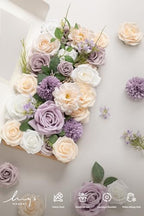 Ling's moment Fake Flowers Box, Lavender & Cream Deluxe Combo - Image 4
