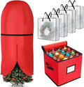 SATINIOR 6 Pcs Christmas Tree Storage Bag Set, Ornament Box, Red, 5 ft by SATINIOR