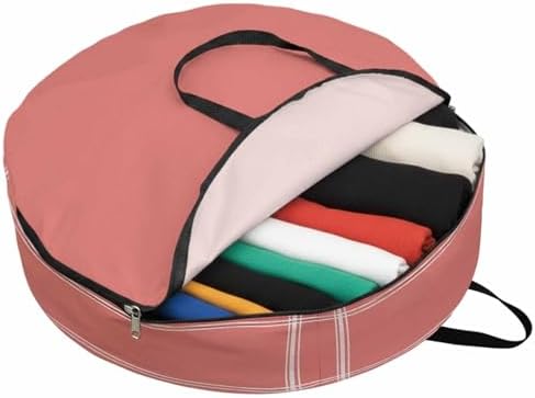 Peach Solid Round Storage Bag 36 Inch, Clothes Storage Container with Handles Heavy Duty Organizer for Comforter, Bedding & Holiday Wreaths by Unknown
