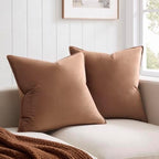 JUSPURBET 28x28 Velvet Decorative Throw Pillow Covers Set of 2,Mocha by JUSPURBETHOME